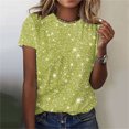 thumbnail image 2 of Plebaso T-Shirts de Mode pour Femmes à Imprimé Scintillant, Manches Courtes, T-Shirts Graphiques, Hauts Décontractés à Col Rond, 2 of 4