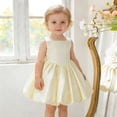 thumbnail image 2 of HXWCHs Robe en Coton Filles Robe de Fête Formelle Nœud Papillon Tutu Sans Manches pour Tout-Petits Concours Performance Jaune 2-3 Ans, 2 of 7