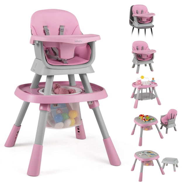 Gymax 16-in-1 Baby High Chair w/ Activity Center Booster Seat Building Block Table Pink