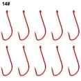 thumbnail image 2 of 10pcs Long Shank Barbed Fishing Hook Double Barb Red Cover Fishhooks Size 6#~14# 8#, 2 of 6