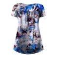 thumbnail image 3 of SMihono Hauts pour Femmes Été Décontracté Chic T-shirt Imprimé Col Rond Boutonné Plissé Manches Courtes Oversize pour Femmes, 3 of 4
