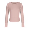 thumbnail image 4 of Yuyuzo Women's Ribbed Knit Tops Long Sleeve Crewneck Slim Tight T Shirts 2025 Basic Solid Color Tees, 4 of 7