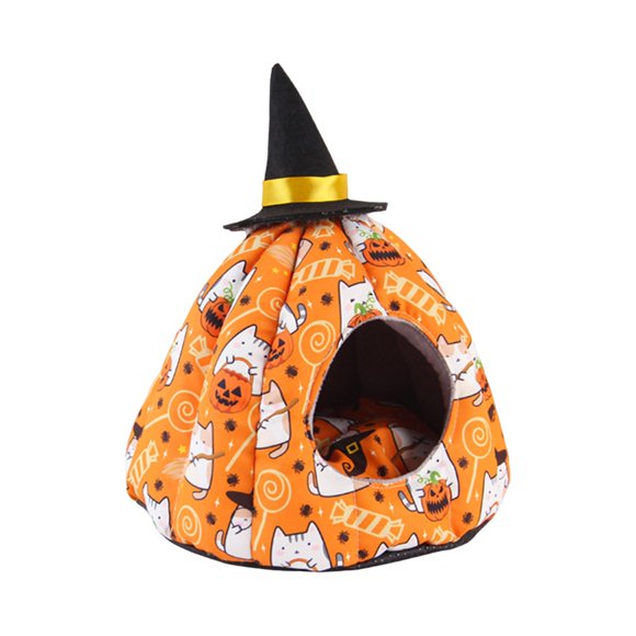Nid de Citrouille d'Halloween Mini Maison de Citrouille Lit de Couchage Doux Maison de Nid Tente Grotte L