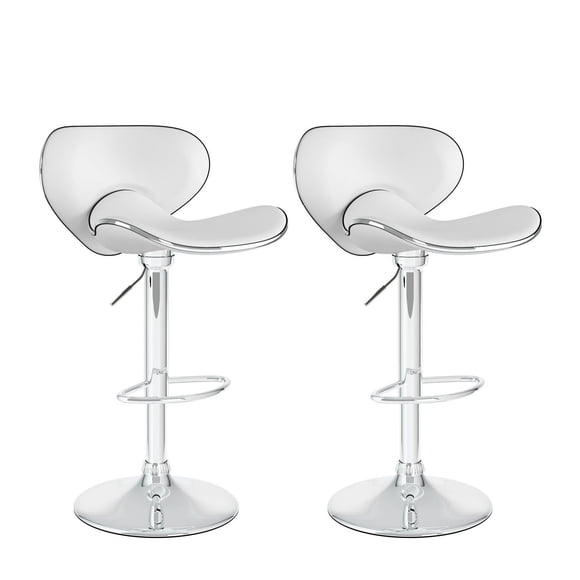 CorLiving Marcus Set of 2 Curved Form Fitting Faux Leather Upholstered Adjustable Height Indoor Barstools