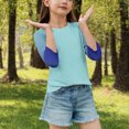thumbnail image 4 of SERTG T-Shirt Mode Enfant Col Rond Manches 3/4 Imprimé Col Rond pour Été et Printemps 4-15 Ans (Vert Menthe3,13 Ans), 4 of 7