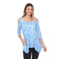 thumbnail image 1 of White Mark Women's Leopard 3/4 Sleeve Cold Shoulder Tunic Top, 1 of 5