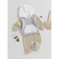 thumbnail image 4 of Kmbangi Bébé Contraste Couleur Tenues Manches Longues Capuche Sweat-Shirt Pantalons Automne Hiver Set 0-3Y, 4 of 9