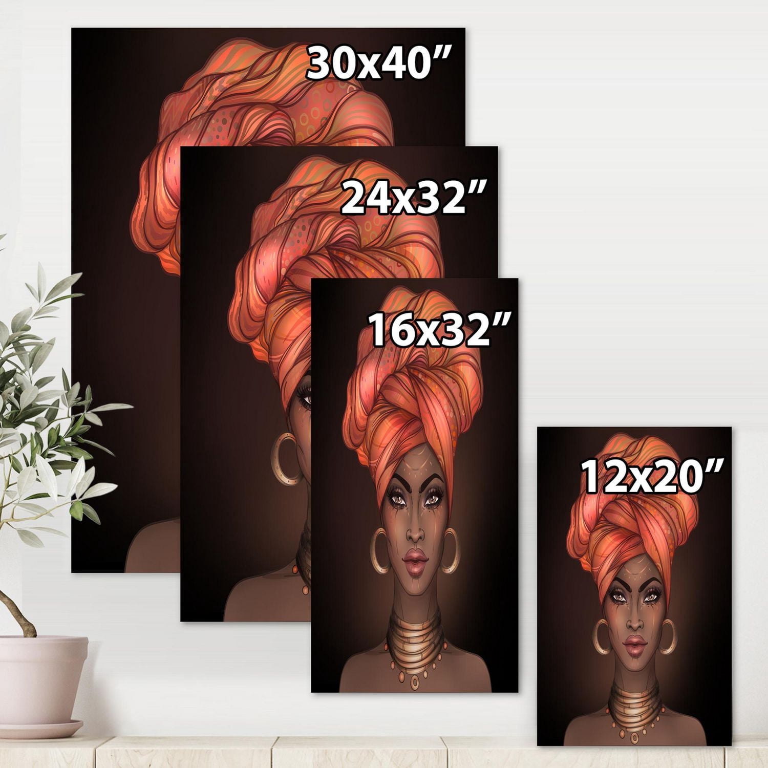 Designart Femme afro-américaine avec Turban V Art mural sur toile