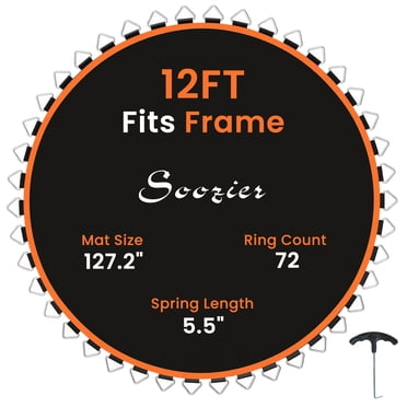 Soozier Replacement Trampoline Mat with 72 V-Hooks, Fits 12ft Trampoline