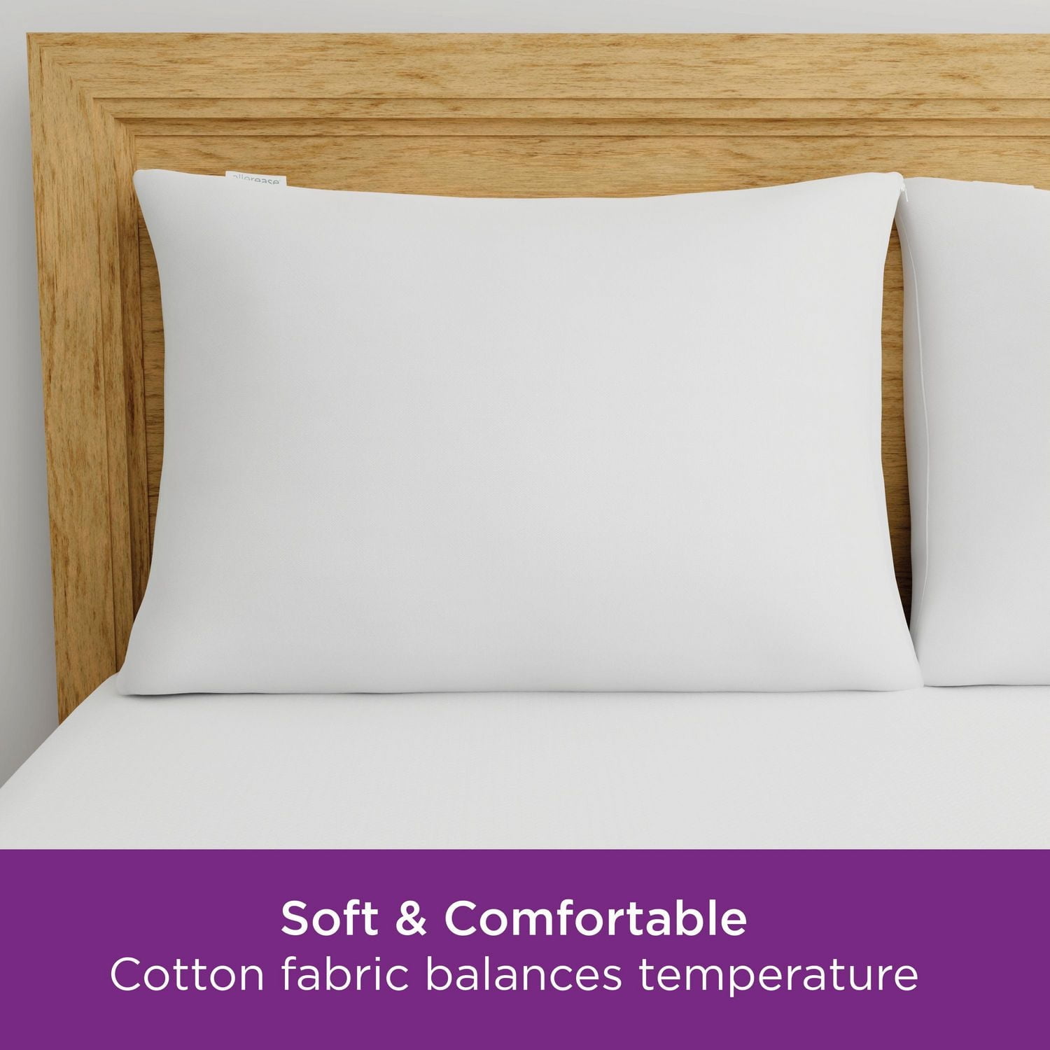 AllerEase Ultimate Cotton Pillow Cover Protector, Standard- Zippered, Temperature Balancing