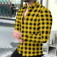 thumbnail image 1 of Timdgard Button down Shirts for Men Fall Plaid Lapel V Neck Long Sleeve Shirts Work Casual Tops, 1 of 8