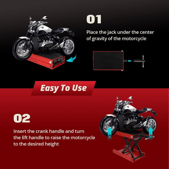 QinaQin 1100 lbs Heavy‑Duty Motorcycle Scissor Lift Jack,Wide Non‑Slip Steel Deck,Safety‑Pin Reinforced Rubber Support Pad