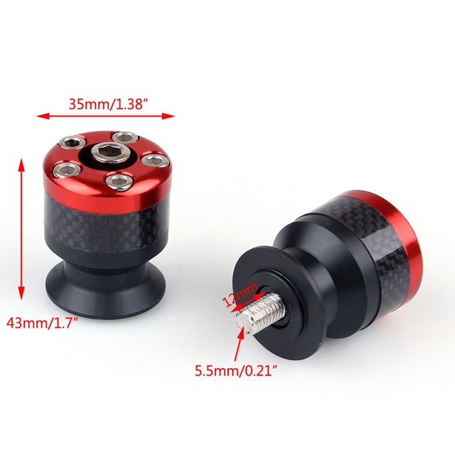 Universal Motorcycle CNC Carbon Fiber 6mm Swingarm Sliders Spools Red