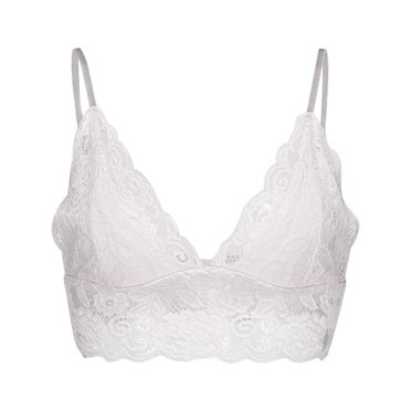 Lovskoo 2024 Womens Plus Bra Wireless Bra T-Shirt Lace Solid Brassiere Crop Brassiere V-Neck Underwear White