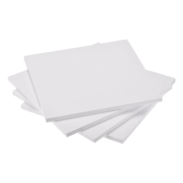 Unique Bargains White EVA Foam Sheets, 10 x 10 inches, 10mm thickness, set of 4. Flexible craft foam with a washable surface, perfect for DIY projects, handmade cards, bulletin boards, shapes, and letters. No adhesive backing, allowing customization with your choice of glue.