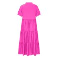 thumbnail image 4 of Robes Maxi pour Femmes 2023 Robe Décontractée à Col Rond Manches Courtes Col Rabattu Femmes Robe Unie pour Femmes Longues Robes Robe à Manches Courtes en Liquidation, 4 of 4