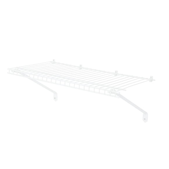 Étagères en fil métallique blanc de 60 cm, idéales pour garde-robe, buanderie ou atelier.