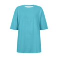 thumbnail image 4 of WEIYLL Womens Tshirt Oversize Sports Summer Solid Tunic Loose With Slits Sky Blue Tops Sizes M, 4 of 4