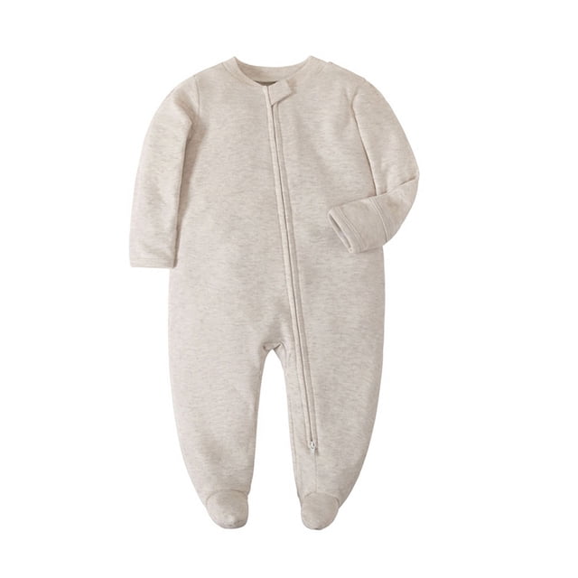 MeetoTime Baby Boys Girls Solid Color Long Sleeve Round Neck Jumpsuit Summer Newborn Infant Long Rompers