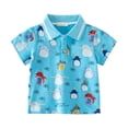 thumbnail image 1 of MIASHUI Chemises Garçons Imprimé Dessin Animé Manches Courtes Boutonnées, Bleu, 4-5 Ans, 1 of 9