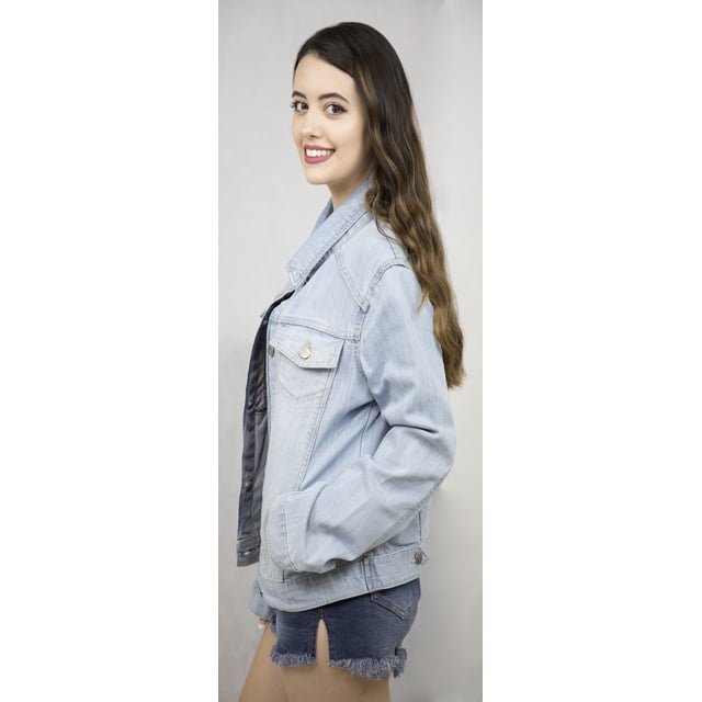 Women's Basic Denim Jacket Button Down Long Sleeve Ladies Stretch Jean Jackets