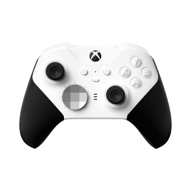 Open Box - Xbox Elite Series 2 Core Wireless Controller for Xbox Series X|S / Xbox One - White front-facing White Xbox controller with visible logo, wrap-around textured grip, adjustable-tension thumbsticks, shorter hair-trigger locks and paddle slots; rechargeable battery up to 40 hours; also suitable for competitive PC gaming and custom controller mapping.