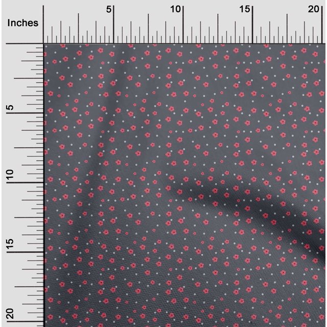 oneOone Cotton Cambric Fabric Dot & Flower Floral Decor Fabric Printed BTY 56 Inch Wide