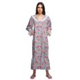 thumbnail image 3 of Moomaya Robe de Nuit Maxi pour Femmes en Coton à Col en V Imprimé avec Bordure Volantée, 3 of 5