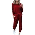 thumbnail image 1 of Yuyuzo Womens Casual Solid Color Set Sweatsuit Pullover Jogger Pants Two Piece Outfit Tracksuits, 1 of 5
