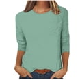 thumbnail image 2 of UPPADA Chandails à Manches 3/4 pour Femmes Mode Tendance Hauts Décontractés Col Rond Chandail Ample Confortable Doux Blouses Grande Taille Coupe Ample T-Shirts Décontractés Vêtements au Coude Hauts à Manches 3/4 pour Femmes Aubaines, 2 of 5
