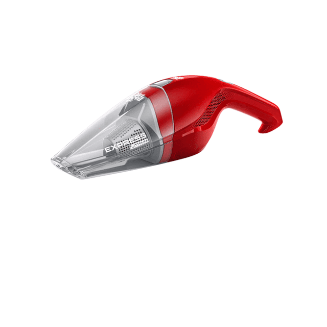 (Manufacturer Refurbished) Dirt Devil BD30005 Express Lithium Cordless Hand Vacuum with detachable Easy-Empty Dirt Cup, 4V lithium battery for longer runtime, and lightweight design; compact cordless hand vacuum shown upright on a surface, suitable for quick car interior and upholstery pick-ups.