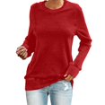 thumbnail image 1 of Pxiakgy T-Shirts pour Femmes T-Shirts pour Femmes Chandail en Molleton Décontracté à Col Rond Manches Courtes Longues Chemise Douce Ample Rouge + m, 1 of 4