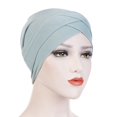thumbnail image 1 of Women Solid India Hat Muslim Ruffle Cancer Chemo Beanie Turban Wrap Scarf Cap, 1 of 2