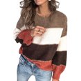 thumbnail image 1 of Tricot Décontracté Ample pour Femmes, Automne Hiver, Manches Longues, Rayé, Noël, 1 of 7