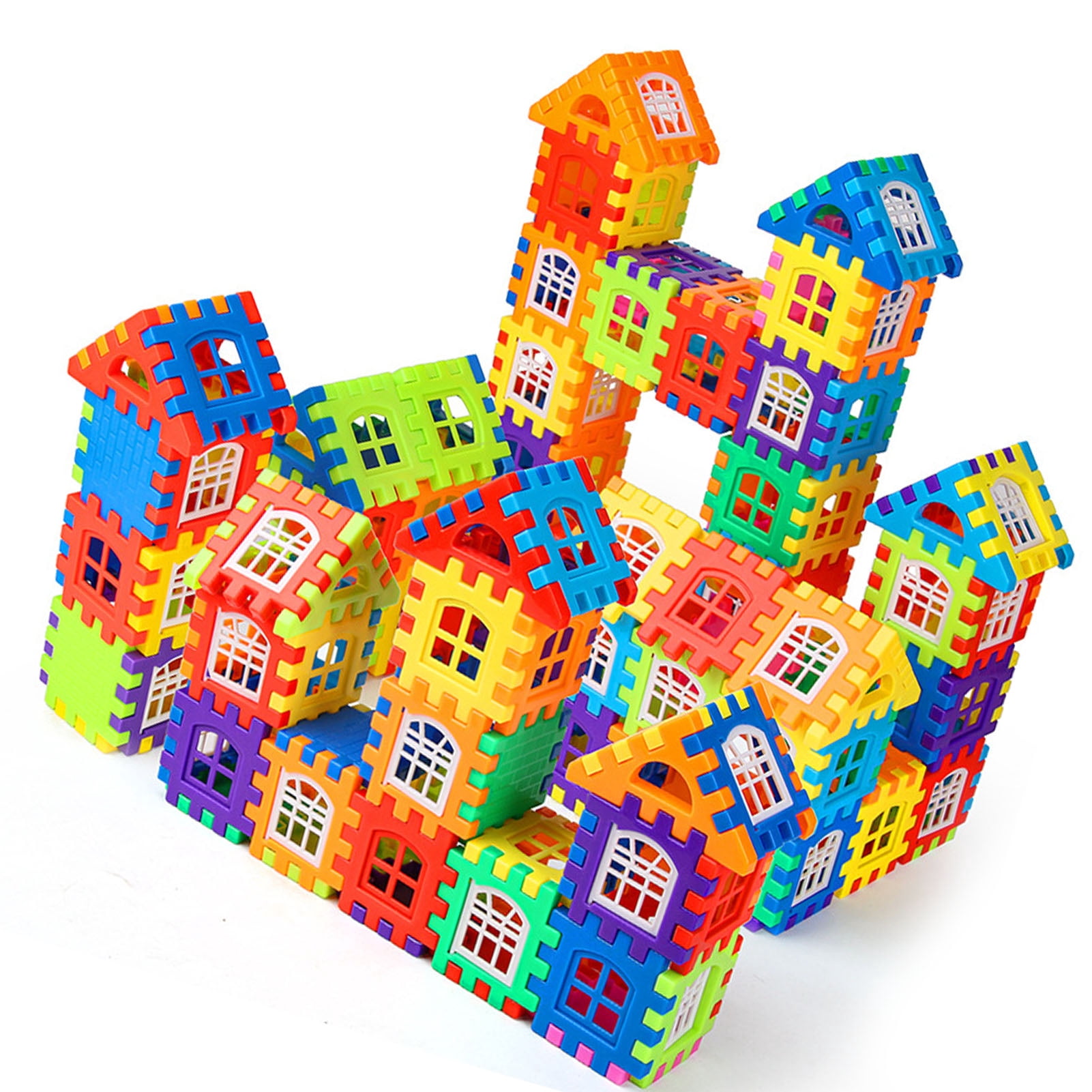 Toddler Building Block Toy, 3D Early Learning Spacious House Building Block Interlocking House Building Block  For School