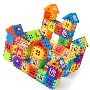 Toddler Building Block Toy, 3D Early Learning Spacious House Building Block Interlocking House Building Block  For School