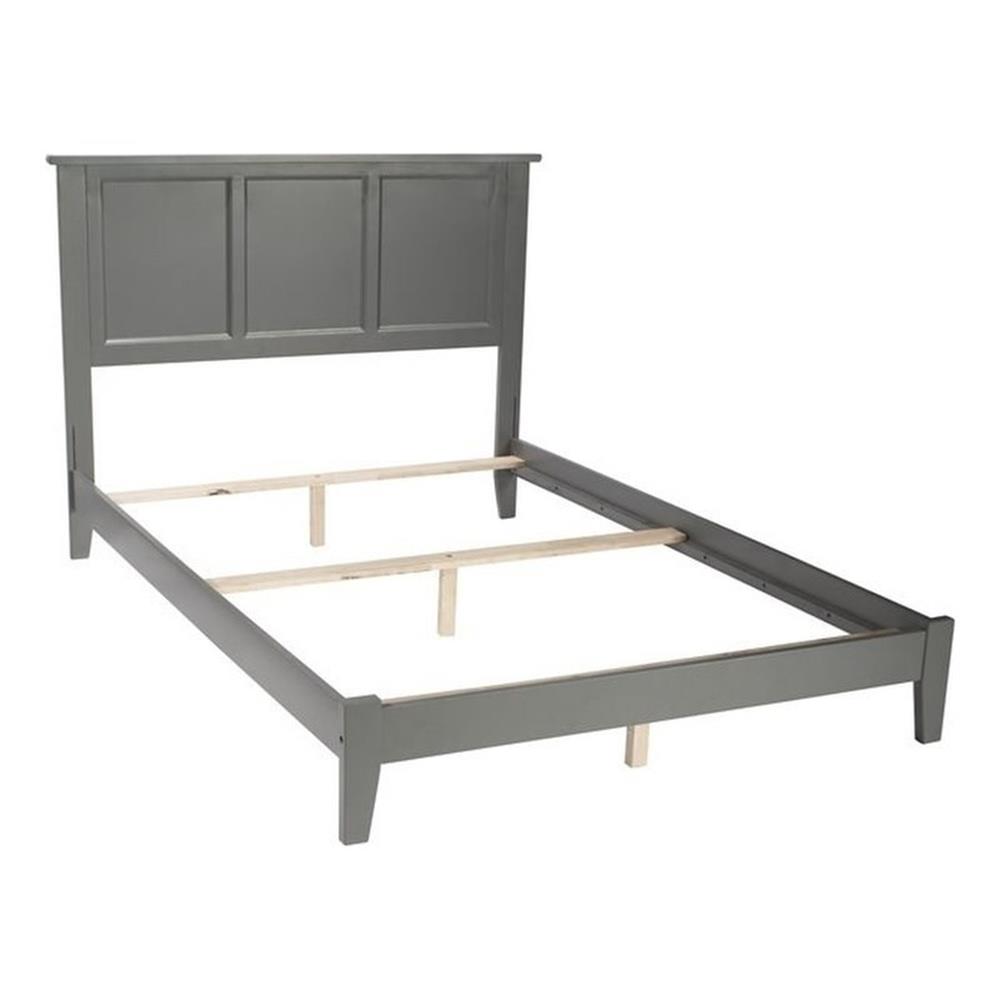 Leo & Lacey Madison Lit Plateforme Complet en Bois Massif, Gris