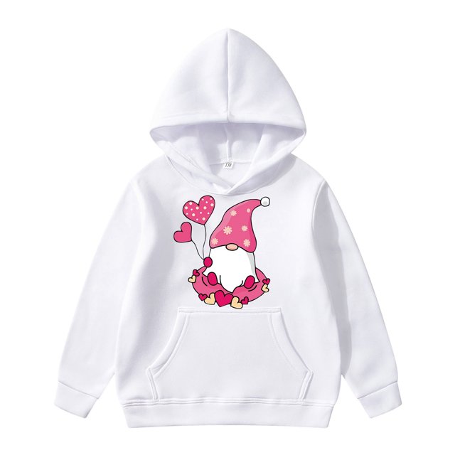 HNMKIU Chandail à Col Rond pour Enfants Imprimé de la Saint-Valentin Chandail à Capuchon pour Enfants