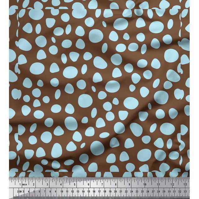Soimoi Brown Silk Fabric Tumble Stone Abstract Decor Fabric Printed Yard 42 Inch Wide
