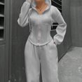 thumbnail image 4 of Timegard Womens Sets 2 Piece Sweatsuits Zip up Hooded Long Sleeve Jackets Drawstring Wide Leg Pants with Pockets Outfits, 4 of 6