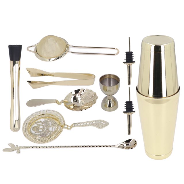 11PCS Cocktail Shaker Set Stainless Steel Drink Mixer Set Cocktail Mixing Tool for Household Bartender Kit Accessories Cocktail Mixer Kit