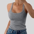thumbnail image 4 of Débardeurs Côtelés à Bretelles Spaghetti pour Femmes, Encolure Dégagée, Coupe Ajustée, Camisole en Coton, Basique Sans Manches pour Superposition, 4 of 5