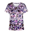 thumbnail image 4 of Hauts d'Été Grande Taille pour Femmes Tendance Femmes Blouse Imprimée d'Été T-Shirts Décontractés à Col en V Manches Courtes T-Shirts Hauts T-Shirt à Col en V Femmes en Liquidation, 4 of 5