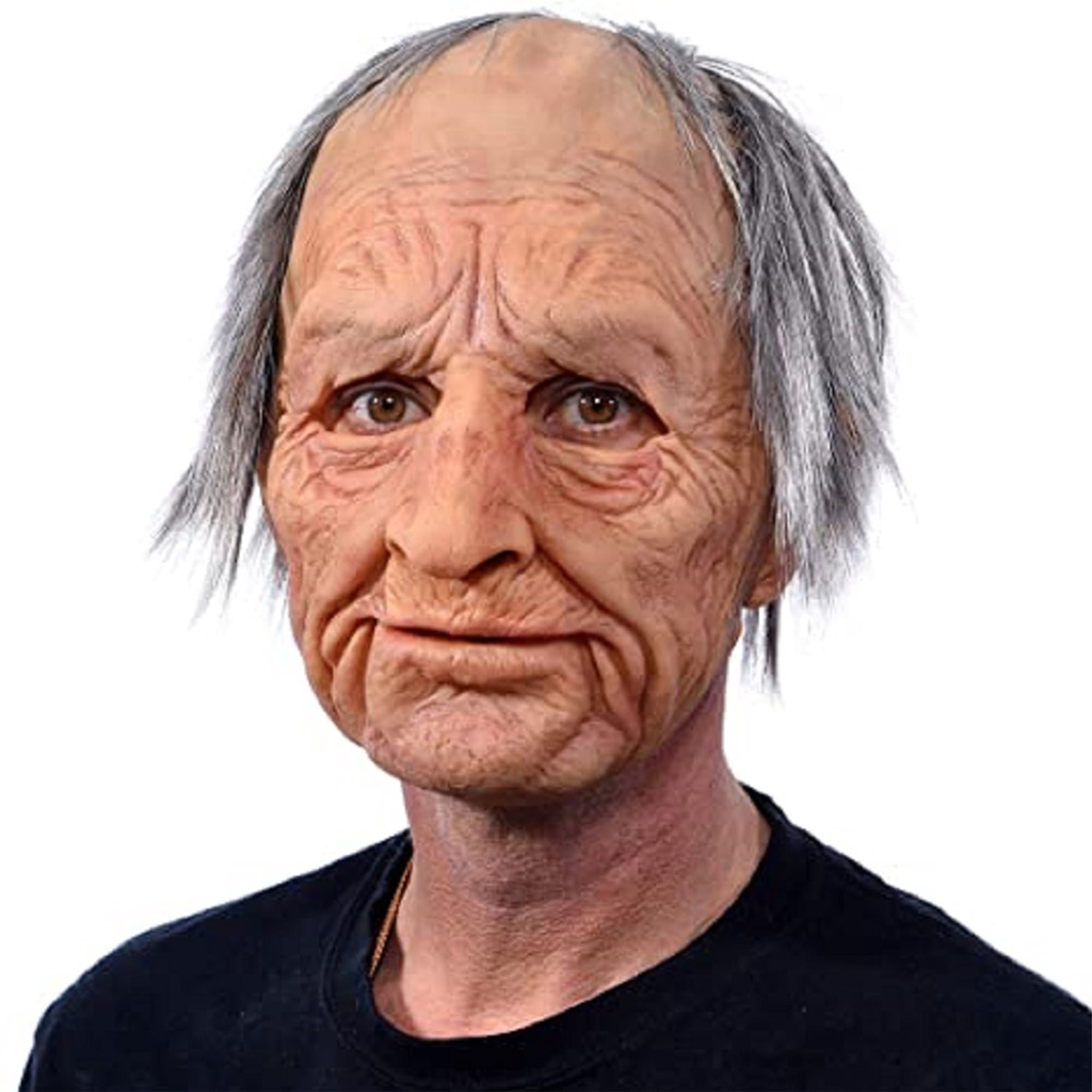 Gupgi Old Man Woman Mask, Realistic Halloween Human Wrinkle Face Mask