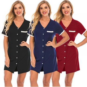 AMERTEER Ladies Nightdress Short-sleeved Pajamas Casual Home Wear S-2XL