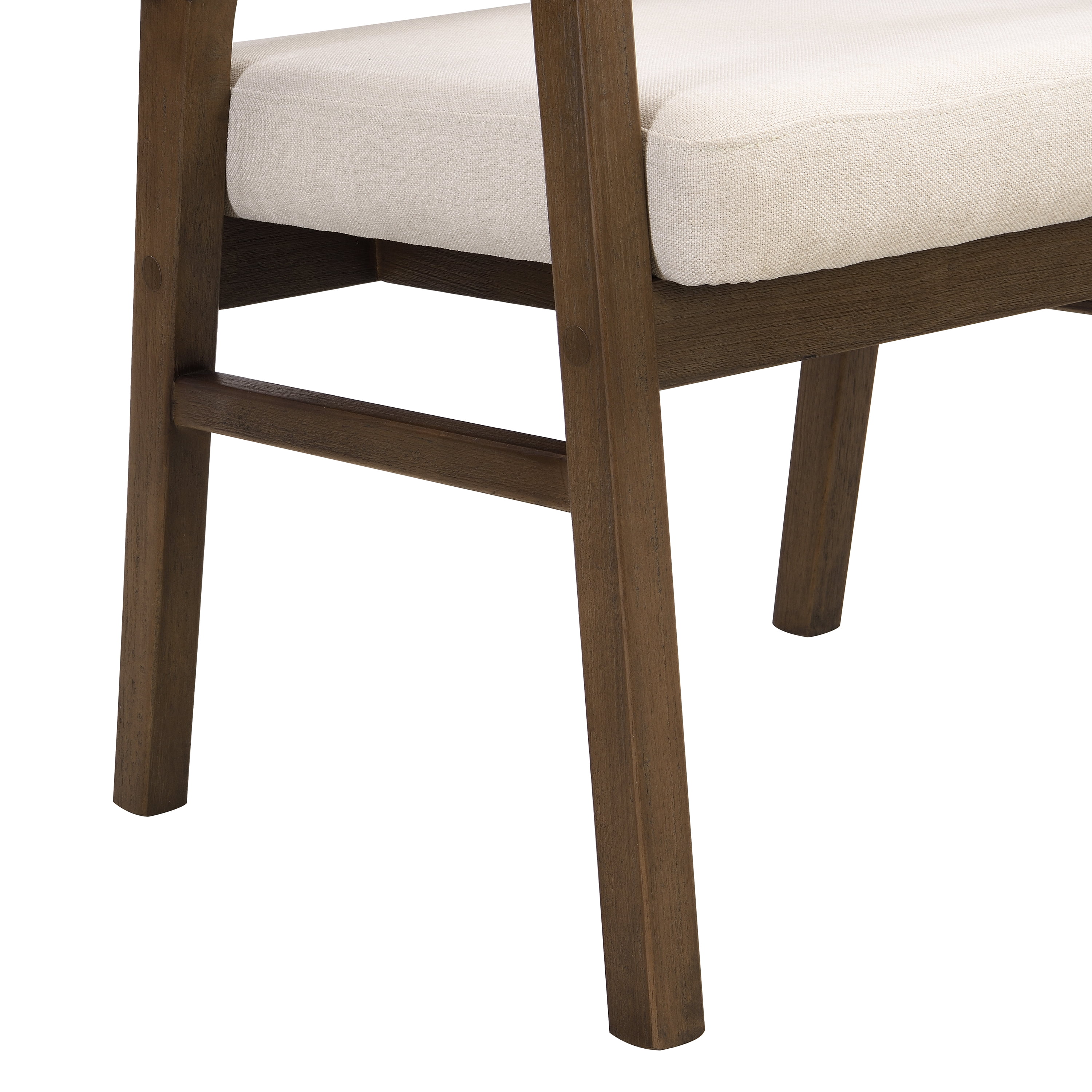 Chaises de salle à manger Noble House avec structure en bois, ensemble de 2, dossier en rotin et assise rembourrée, beige et noyer