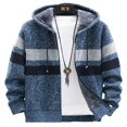 thumbnail image 1 of Men’s Full Zip Hoodies Long Sleeve Striped Print Knit Cardigan Sweater, 1 of 4
