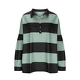 thumbnail image 4 of Oversized Sweatshirts Women Fall Button Lapel Hoodies Long Sleeve V Neck Striped Color Block Tops Women'S T-Shirts S, 4 of 6