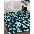 thumbnail image 3 of Ahgly Company Tapis d'Intérieur Rond Lavable en Machine Vert Sarcelle Profond Transitionnel, 8 Pieds Rond, 3 of 7