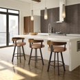 thumbnail image 2 of Amisco Lars 25.5" Faux Leather Swivel Counter Stool in Caramel/Dark Brown, 2 of 3